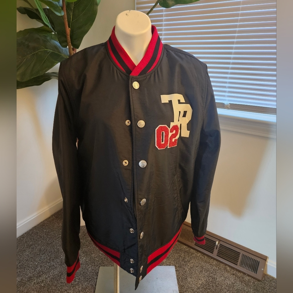 True Religion Men's Black Red Varsity Jacket